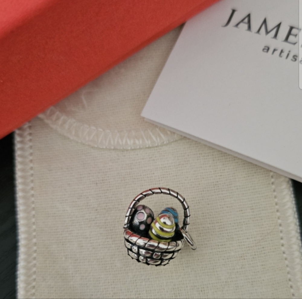 James Avery Sterling Basket of Eggs Charm - Multicolor Enamel